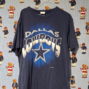 Vintage 90s Dallas Cowboys Faded Blue Spellout Star Shirt Large Tour Champ Tag